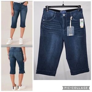 New Democracy Absolution Indigo Denim Skimmer Mid Rise Capri Size 8